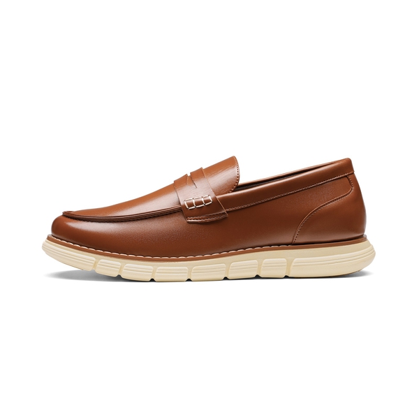 Men's PU Leather Penny Loafers - BROWN - 2